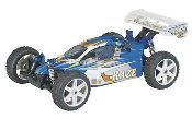 A blue and white remote controlled car