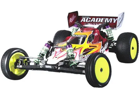 A picture of an rc car with the word academy on it.