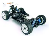 A close up of an off road buggy