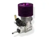 A purple engine with a black and silver valve.