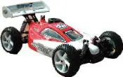 A red and white remote controlled car
