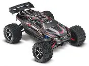 A remote control car is shown with the front end painted black.