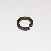 A black ring with an open end on top of a white background.