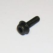 A black screw with one hole on it.