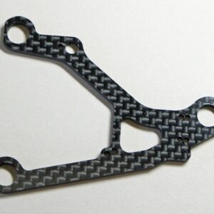 Carbon fiber component with three holes.
