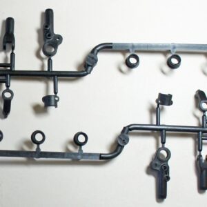 Plastic model parts on a white background.
