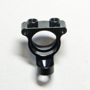 Black metal bracket on white background.