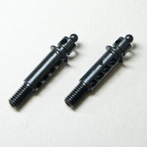 Two black threaded metal pins on surface.